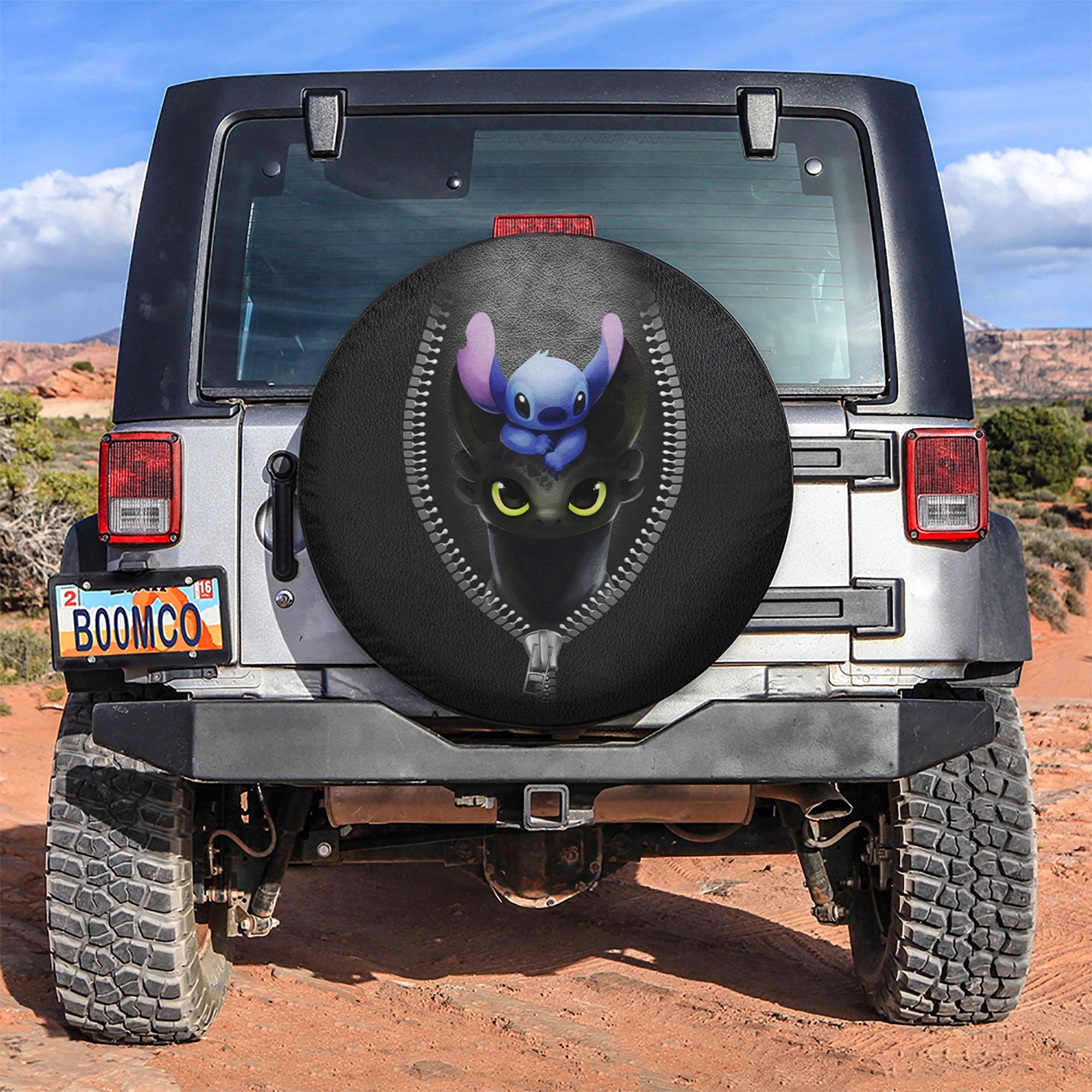 Stitch Toothless Zipper Car Spare Tire Covers Gift For Campers Nearkii