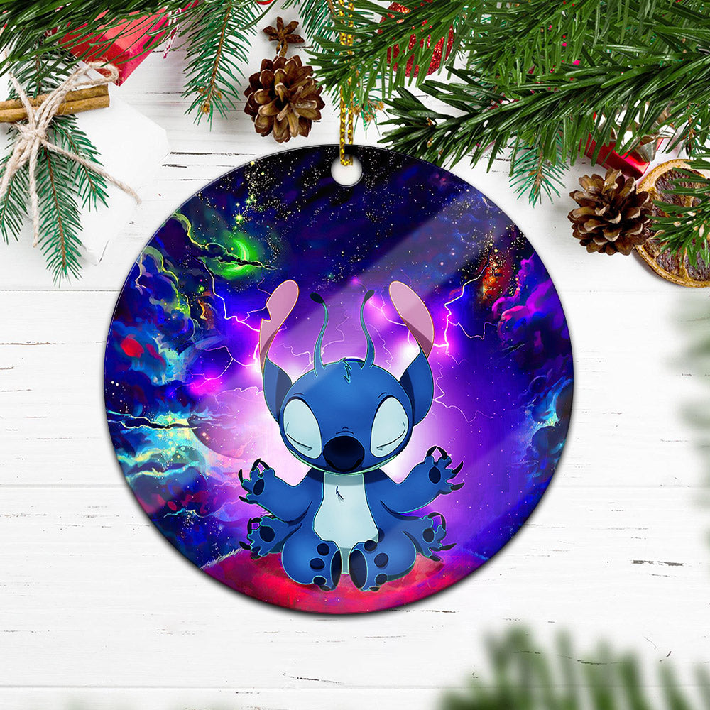 Stitch Yoga Love You To The Moon Galaxy Mica Circle Ornament Perfect Gift For Holiday Nearkii