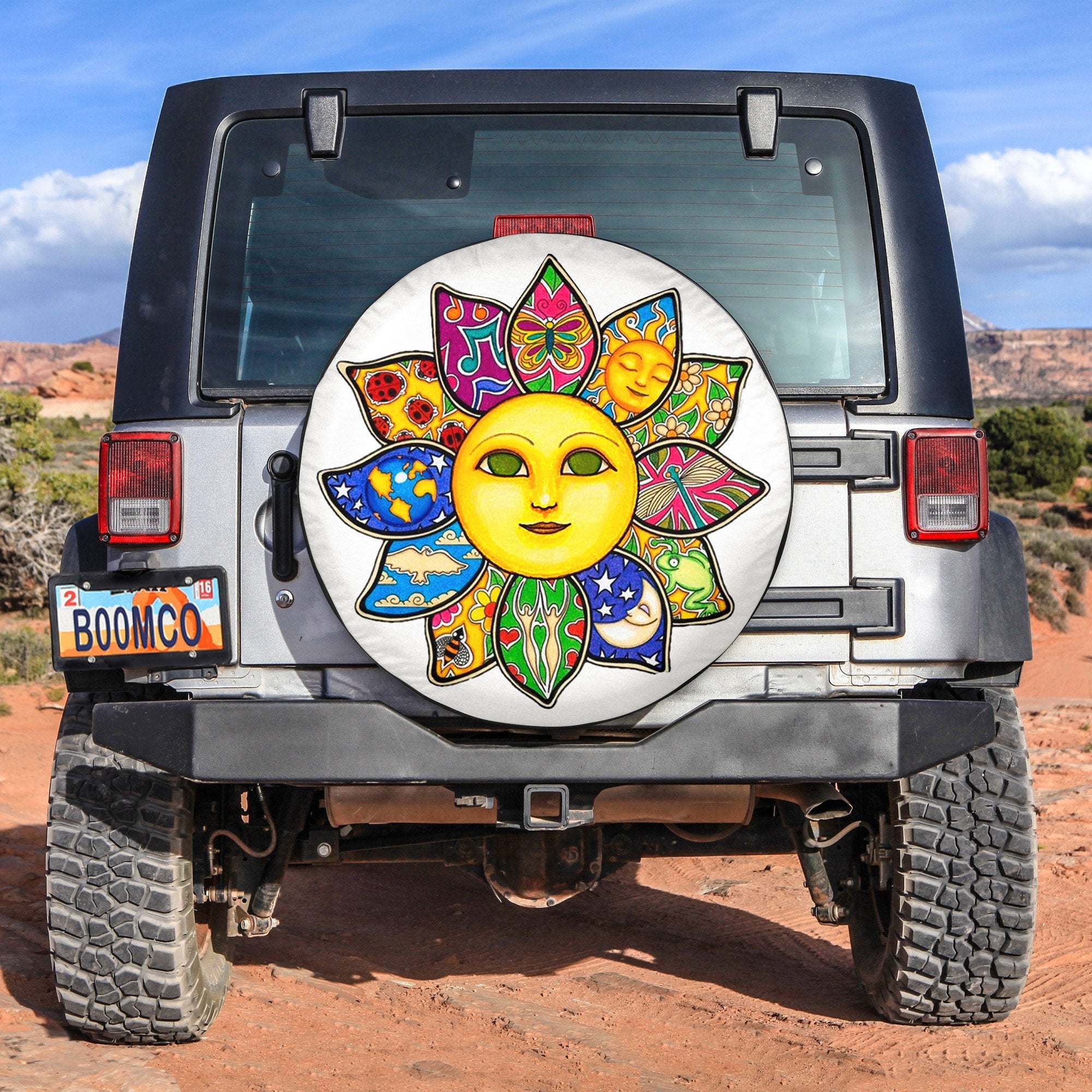 Sun Moon Multicolor Spare Tire Cover Gift For Campers Nearkii