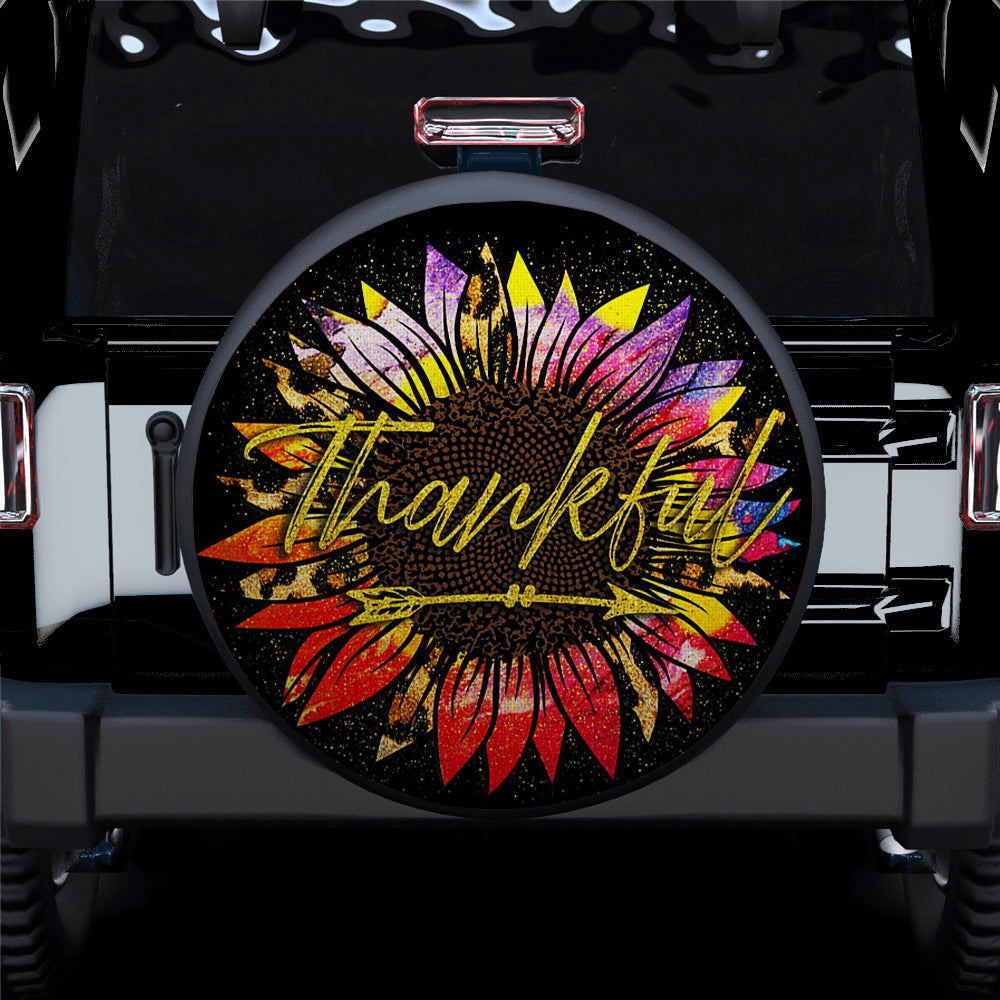 Sunflower Leopard Colorful With Thankful Car Spare Tire Covers Gift For Campers Nearkii