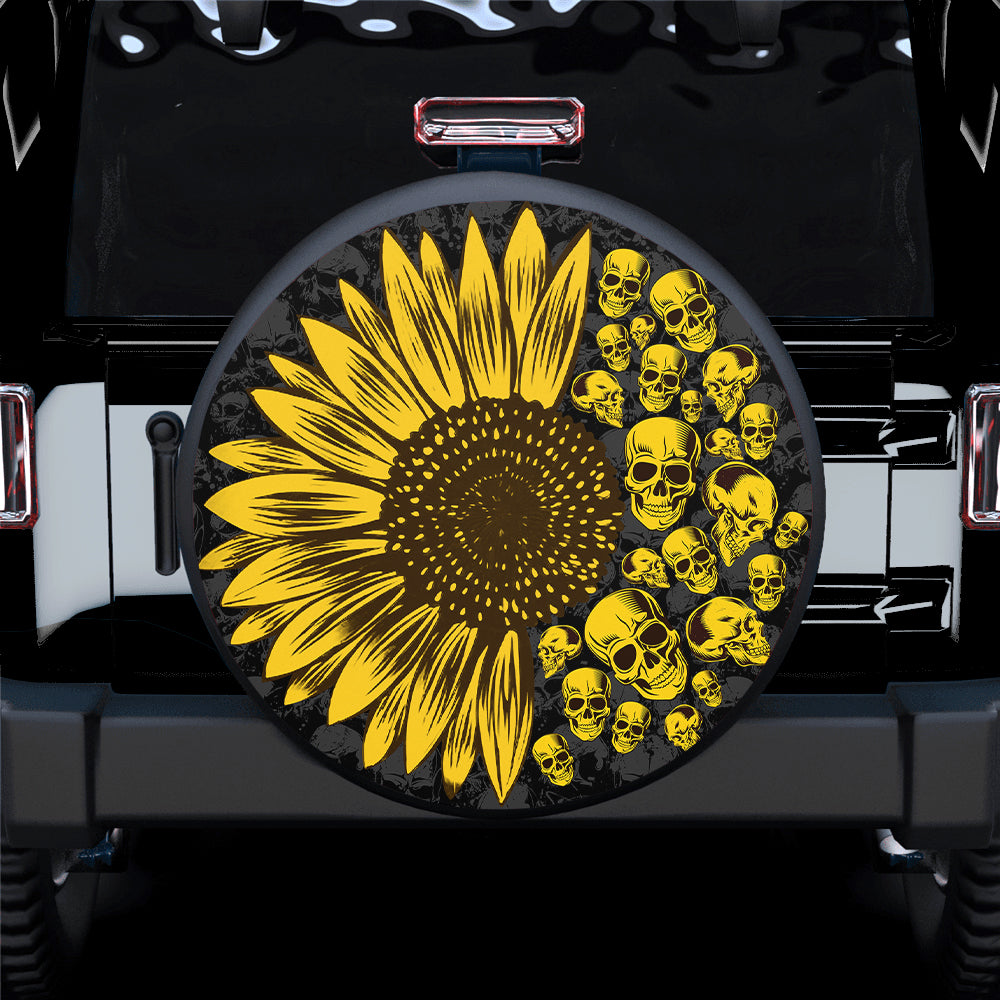 Sunflower Skulls Jeep Car Spare Tire Cover Gift For Campers Nearkii