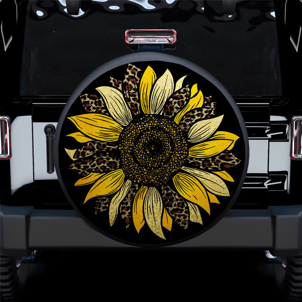 Sunflower Leopard Car Spare Tire Covers Gift For Campers Nearkii