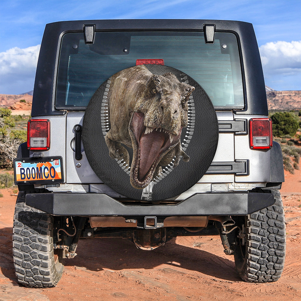 T-rex Angry Zipper Car Spare Tire Covers Gift For Campers Nearkii