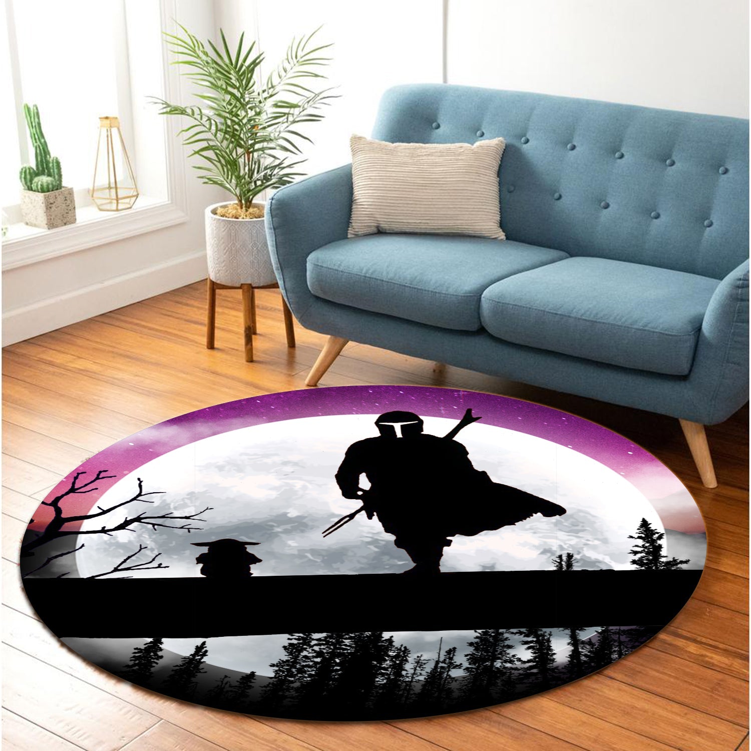 The Mandalorian And Baby Yoda Moon Night Round Carpet Rug Bedroom Livingroom Home Decor Nearkii