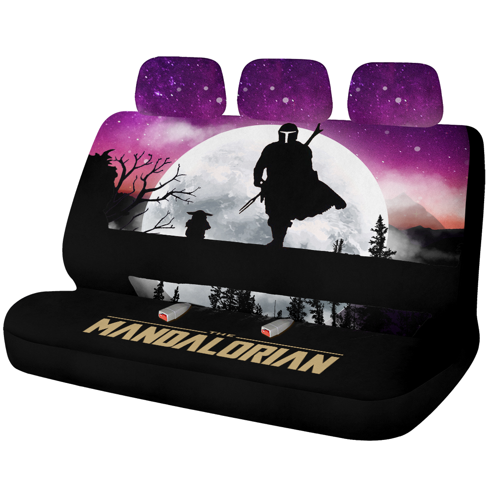 The Mandalorian And Baby Yoda Moon Night Car Back Seat Covers Decor Protectors Nearkii