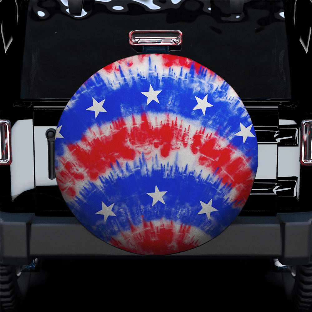 Tie Dye American Flag 1 Spare Tire Cover Gift For Campers Nearkii