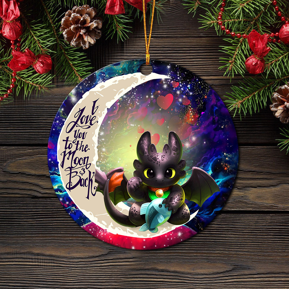 Toothless With Fish Love You To The Moon Galaxy Mica Circle Ornament Perfect Gift For Holiday Nearkii