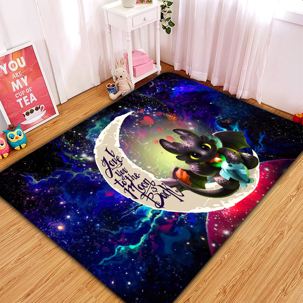 Toothless With Fish Love You To The Moon Galaxy Rug Carpet Rug Home Room Decor Nearkii