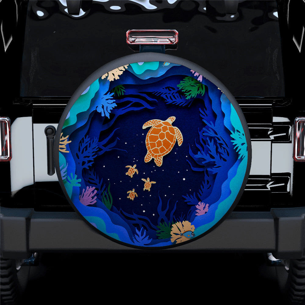 Turtle Deep Ocean Car Spare Tire Covers Gift For Campers Nearkii