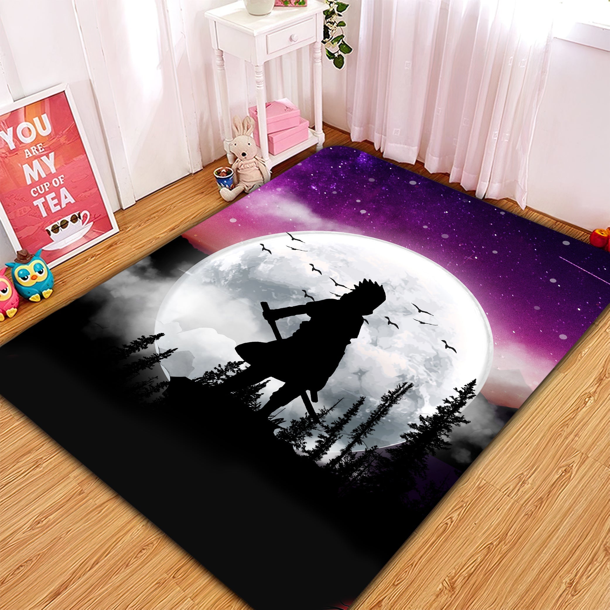 Uchiha Sasuke Naruto Moon Night Rug Carpet Rug Home Room Decor Nearkii