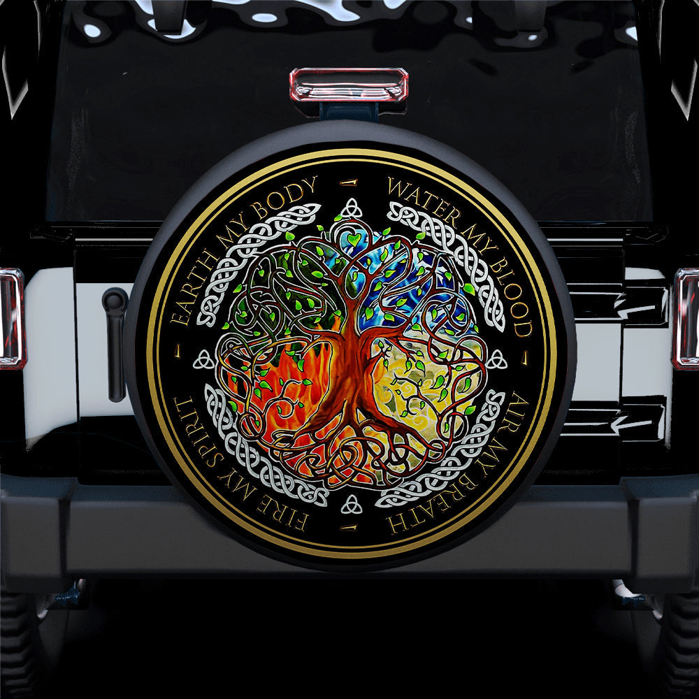 Viking Yggdrasil Art Car Spare Tire Cover Gift For Campers Nearkii