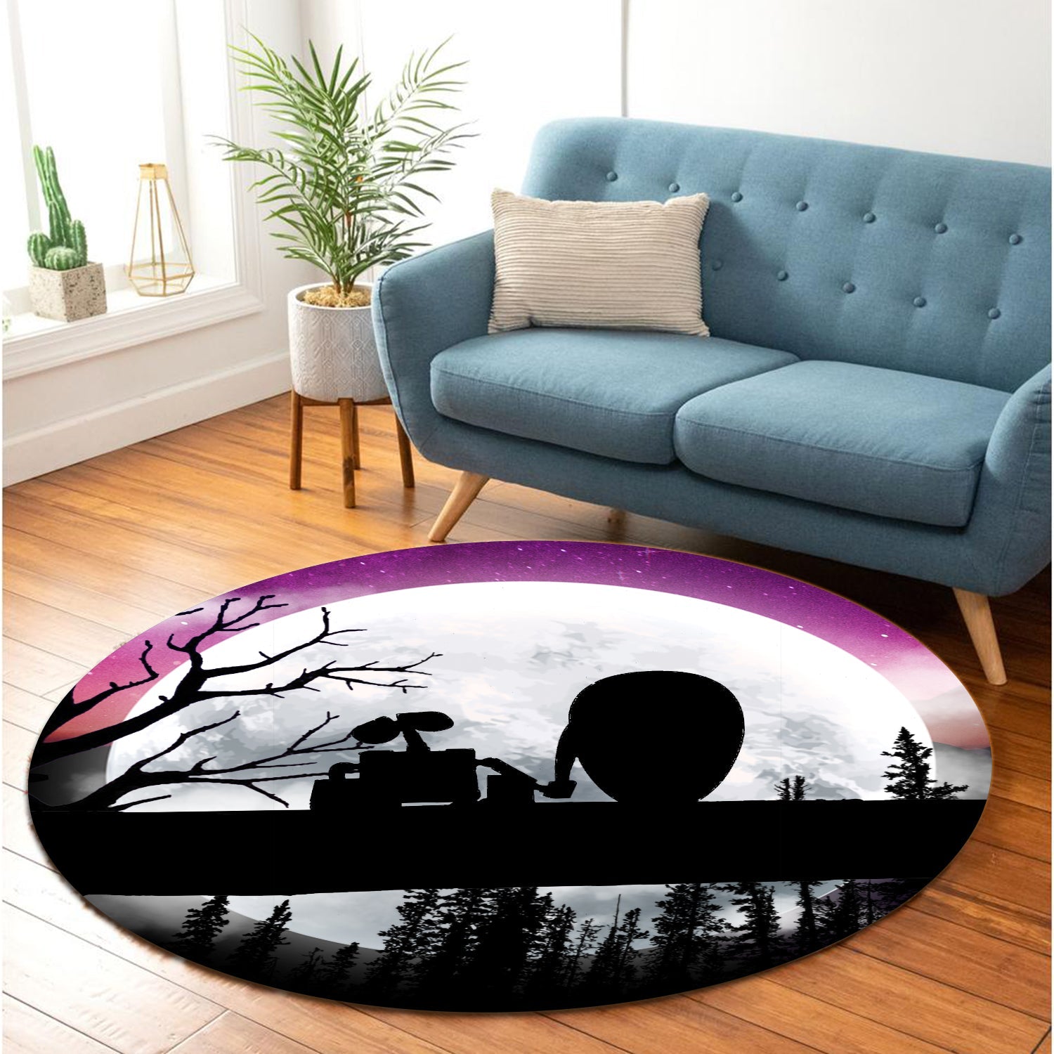 Wall E Moon Night Round Carpet Rug Bedroom Livingroom Home Decor Nearkii