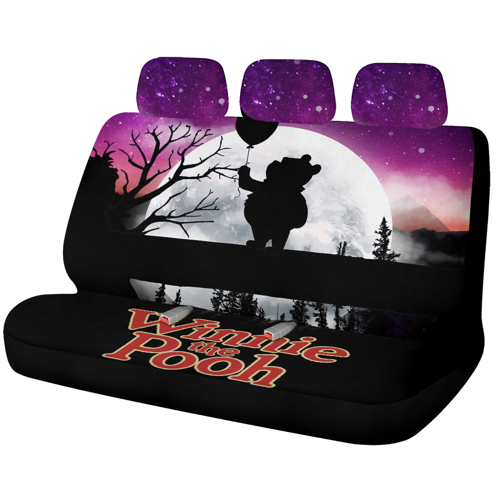 Winnie The Pooh Moon Night Car Back Seat Covers Decor Protectors Nearkii