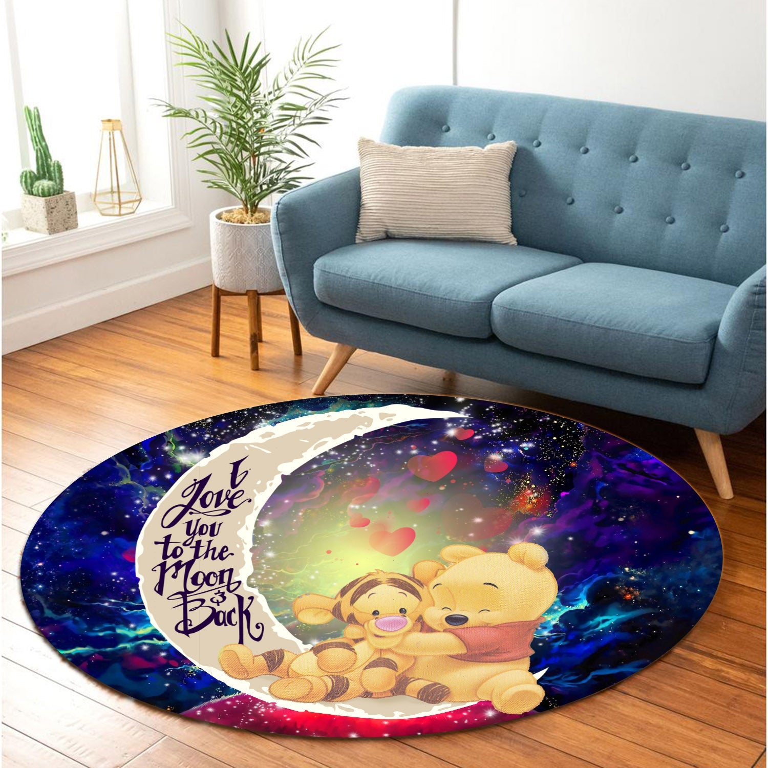 Winnie The Pooh Love You To The Moon Galaxy Round Carpet Rug Bedroom Livingroom Home Decor Nearkii