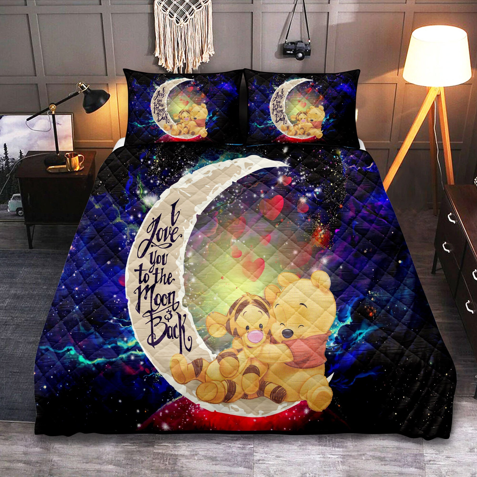 Winnie The Pooh Love You To The Moon Galaxy Quilt Bed Sets Nearkii