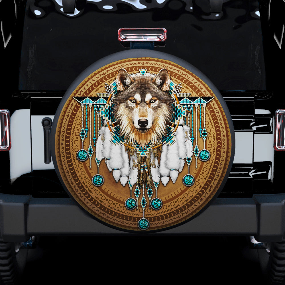 Native American, Native Tribe Wolf Jeep Car Spare Tire Cover Gift For Campers Nearkii