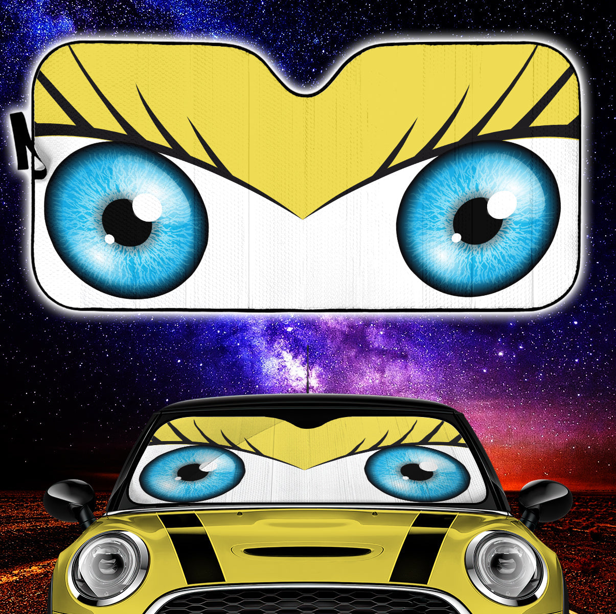 Yellow Cute Eyes Cartoon Auto Sun Shades Nearkii