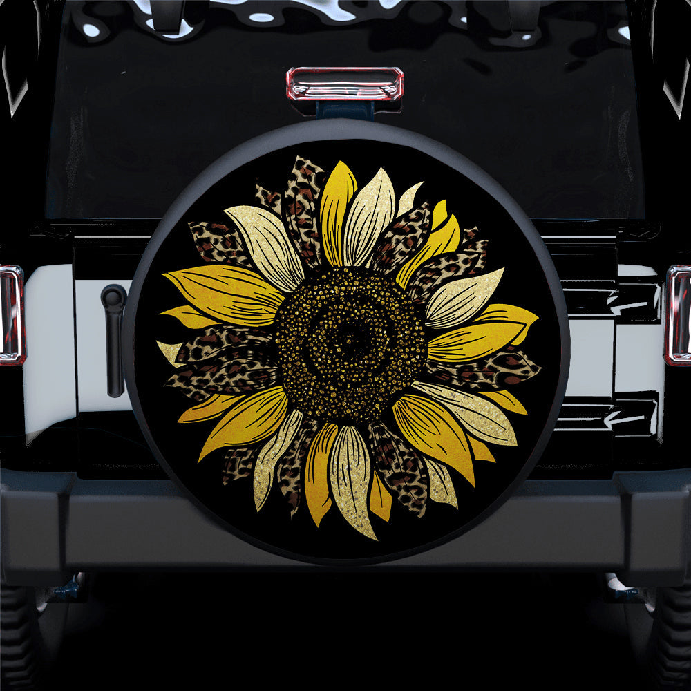 Yellow Cheetah Sunflower Jeep Car Spare Tire Covers Gift For Campers Nearkii