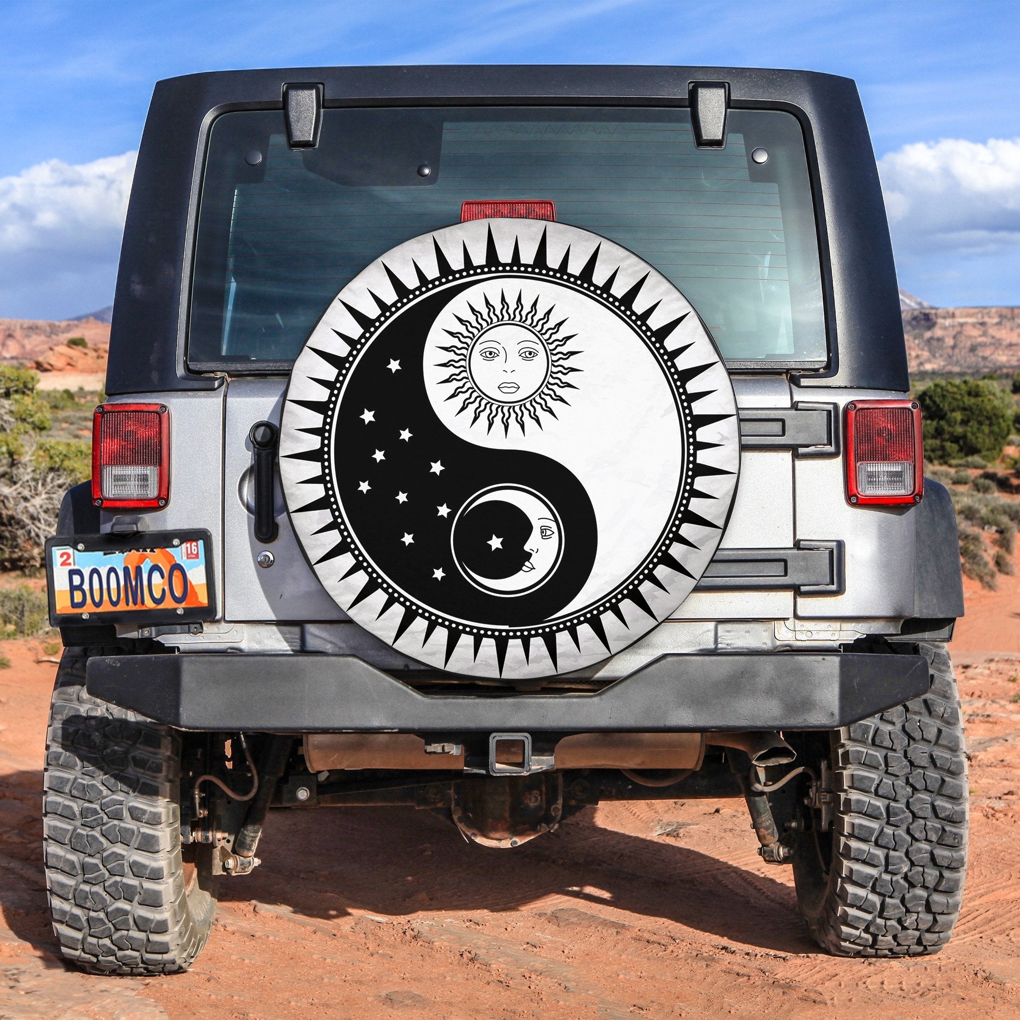 Yin Yang Symbol With Moon And Sun Spare Tire Cover Gift For Campers Nearkii