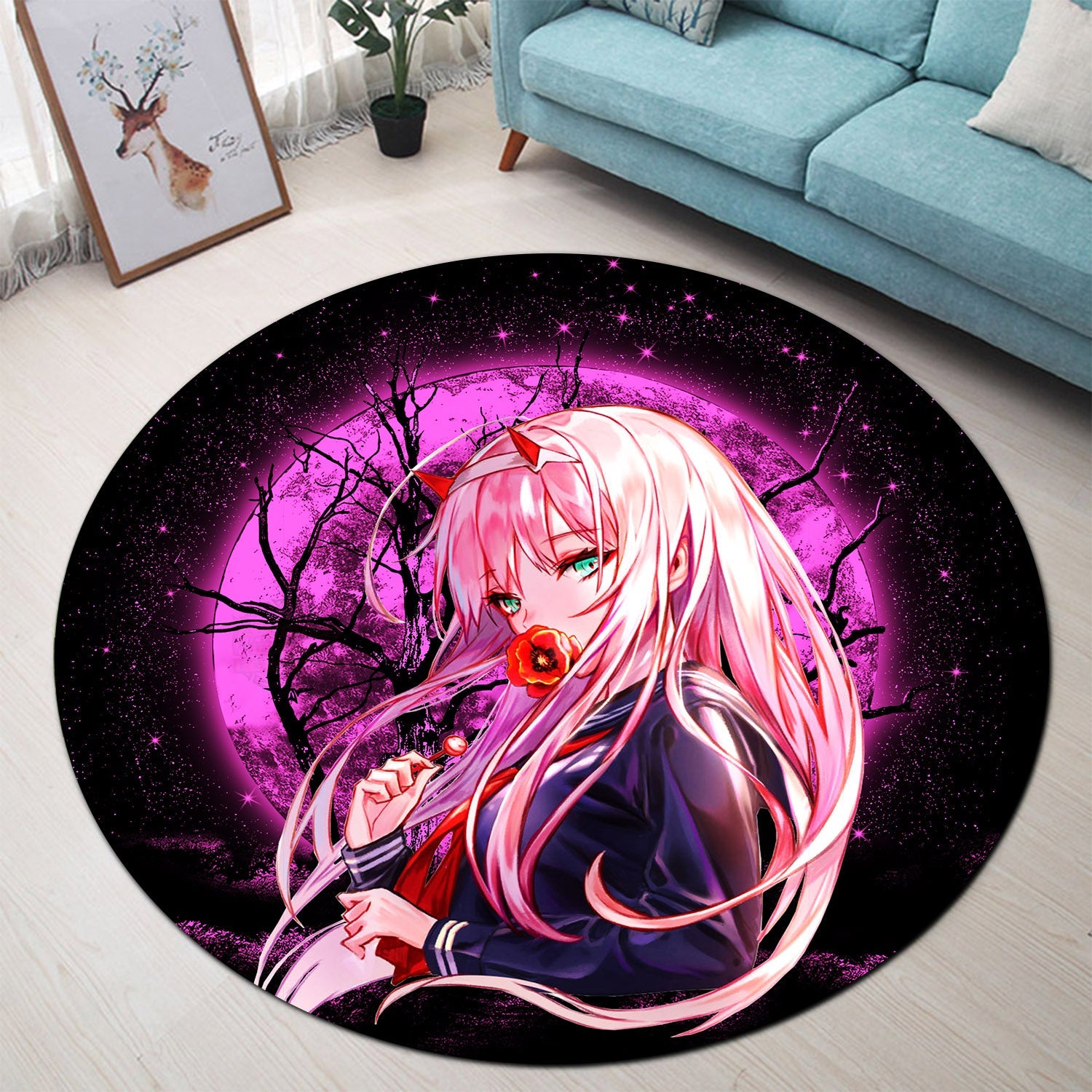 Zero Two Moonlight Round Carpet Rug Bedroom Livingroom Home Decor Nearkii