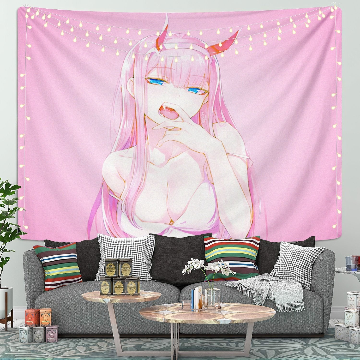 Zero Two Pink Anime Tapestry Room Decor Nearkii