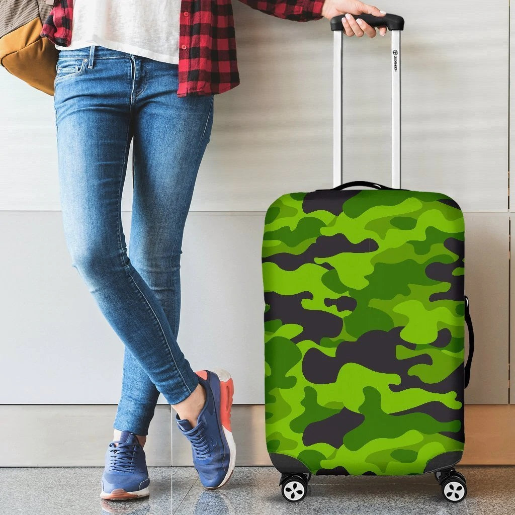 Green Kelly Camo Print Luggage Cover Suitcase Protector Nearkii