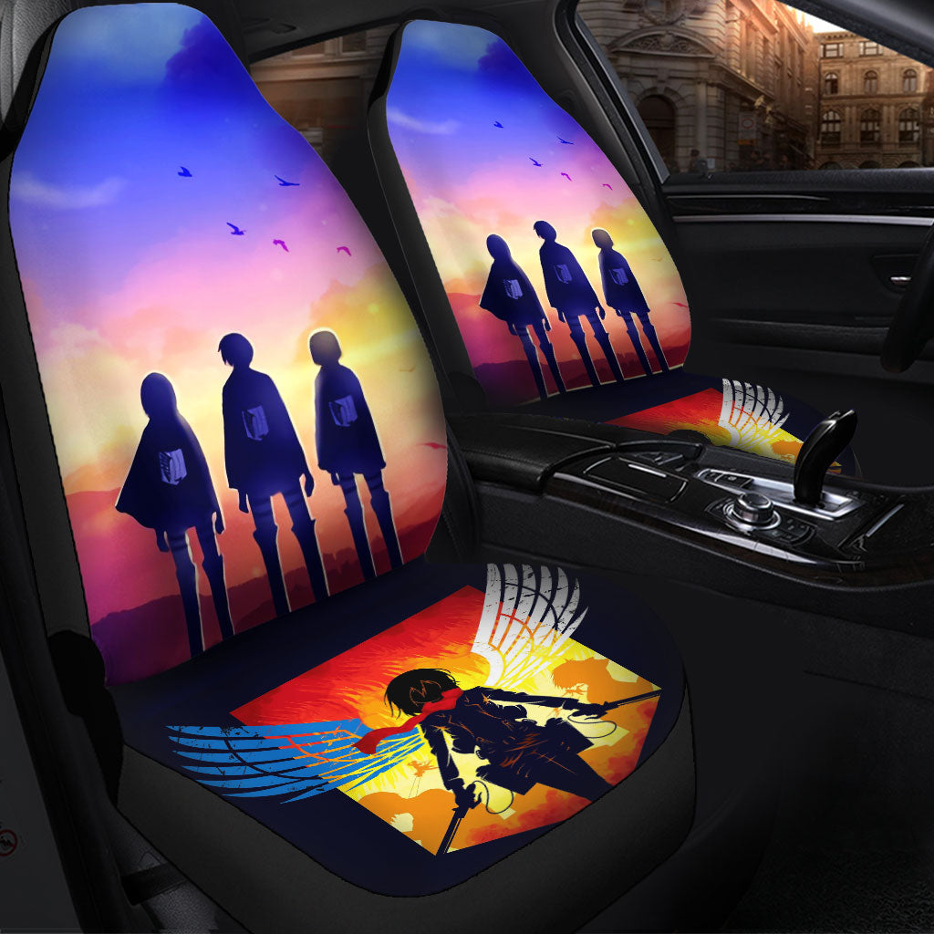 Attack On Titan Eren Mikasa Premium Custom Car Seat Covers Decor Protectors Nearkii