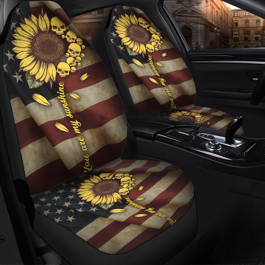 Sunflower American Skull Flag Car Seat Cover Nearkii