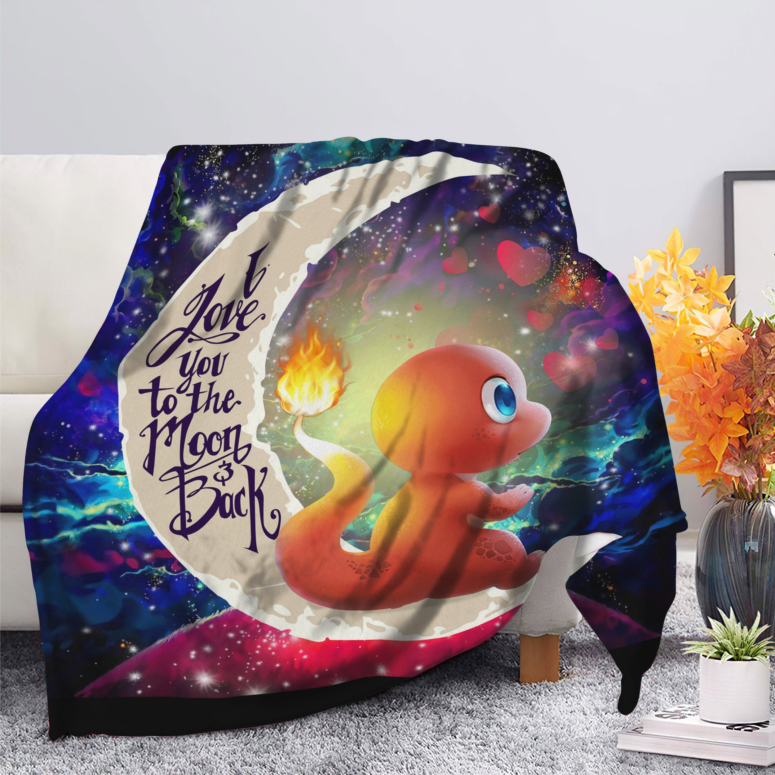 Cute Charmander Pokemon Love You To The Moon Galaxy Blanket Nearkii