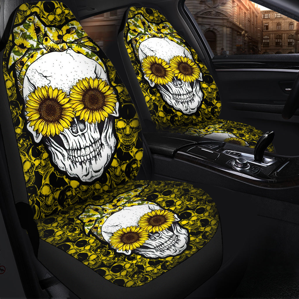 Sunflower Lady Skull Car Seat Cover Nearkii