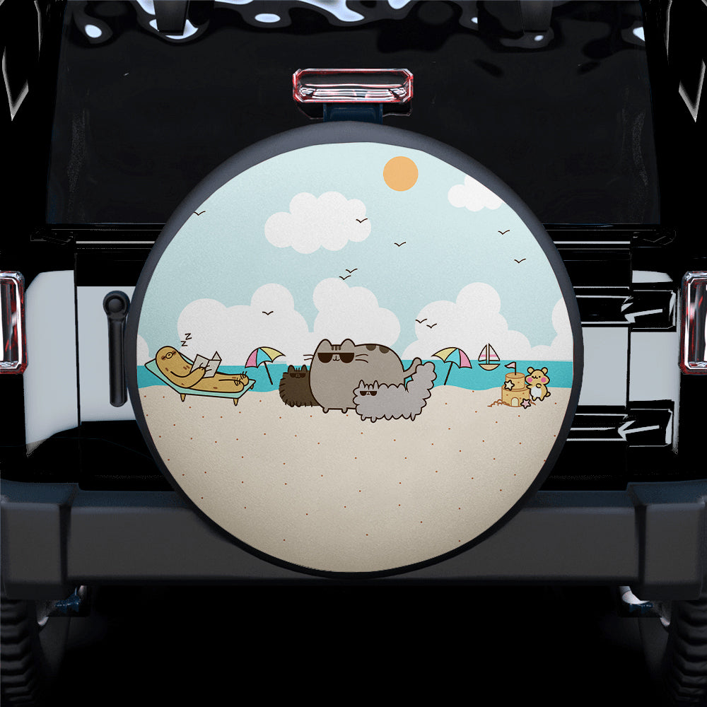 Pusheen Summer Beach Jeep Car Spare Tire Covers Gift For Campers Nearkii