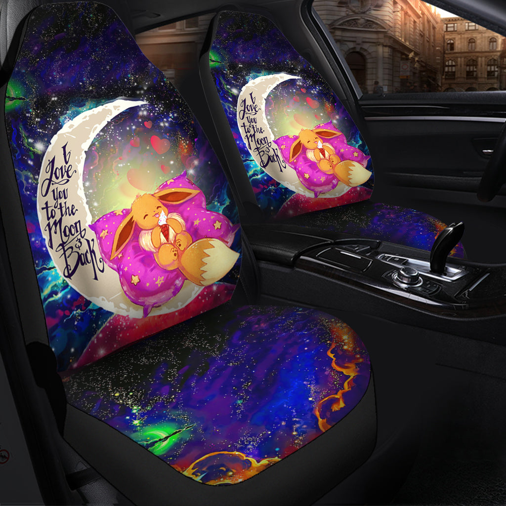 Cute Eevee Pokemon Sleep Night Love You To The Moon Galaxy Premium Custom Car Seat Covers Decor Protectors Nearkii