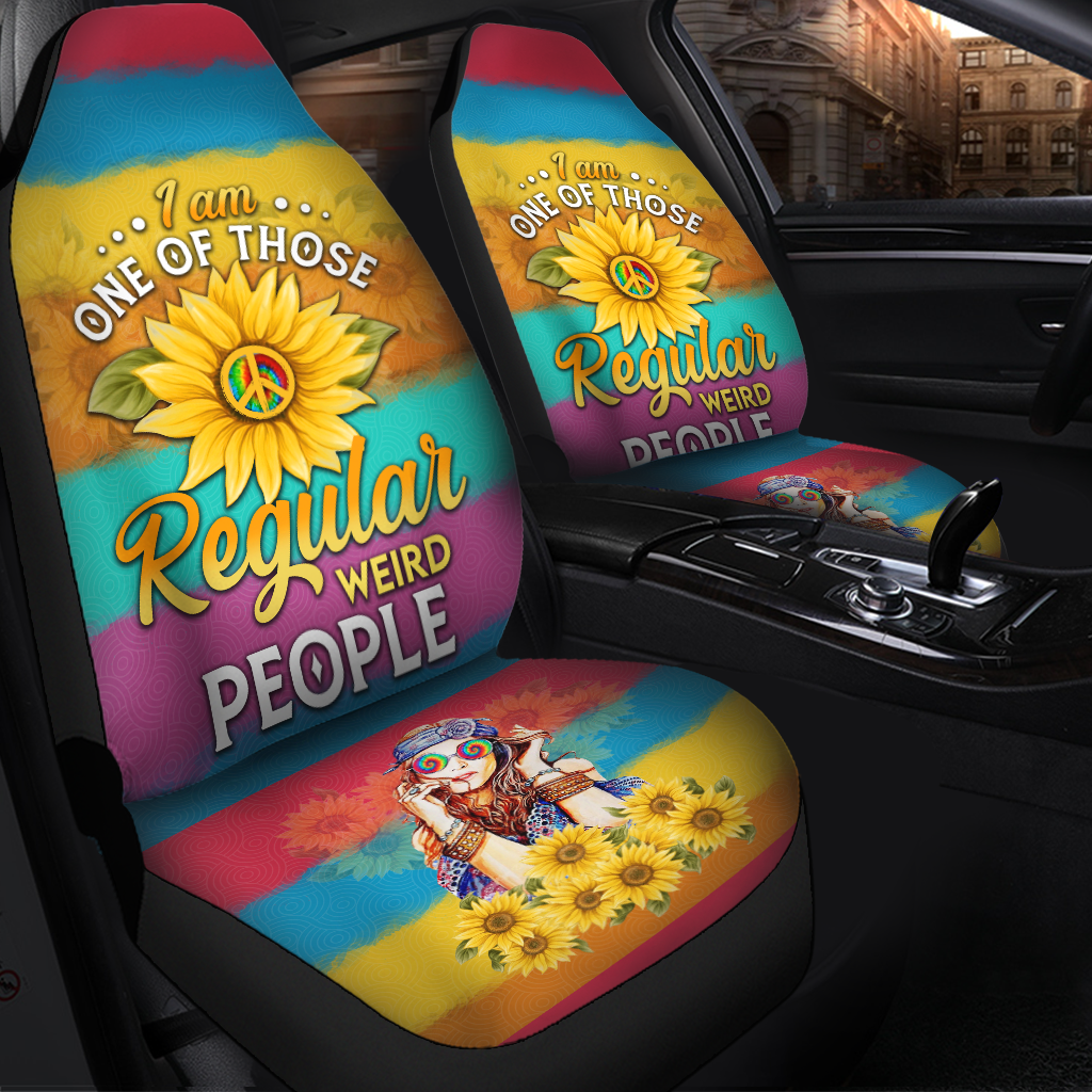 Hippie Girl Color Sunflower Premium Custom Car Seat Covers Decor Protectors Nearkii