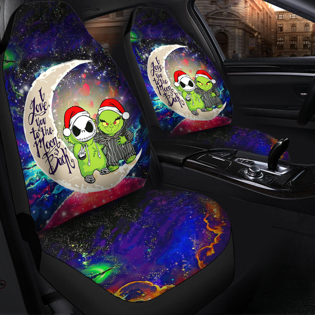 Grinch And Jack Nightmare Before Christmas Love You To The Moon Galaxy Premium Custom Car Seat Covers Decor Protectors Nearkii