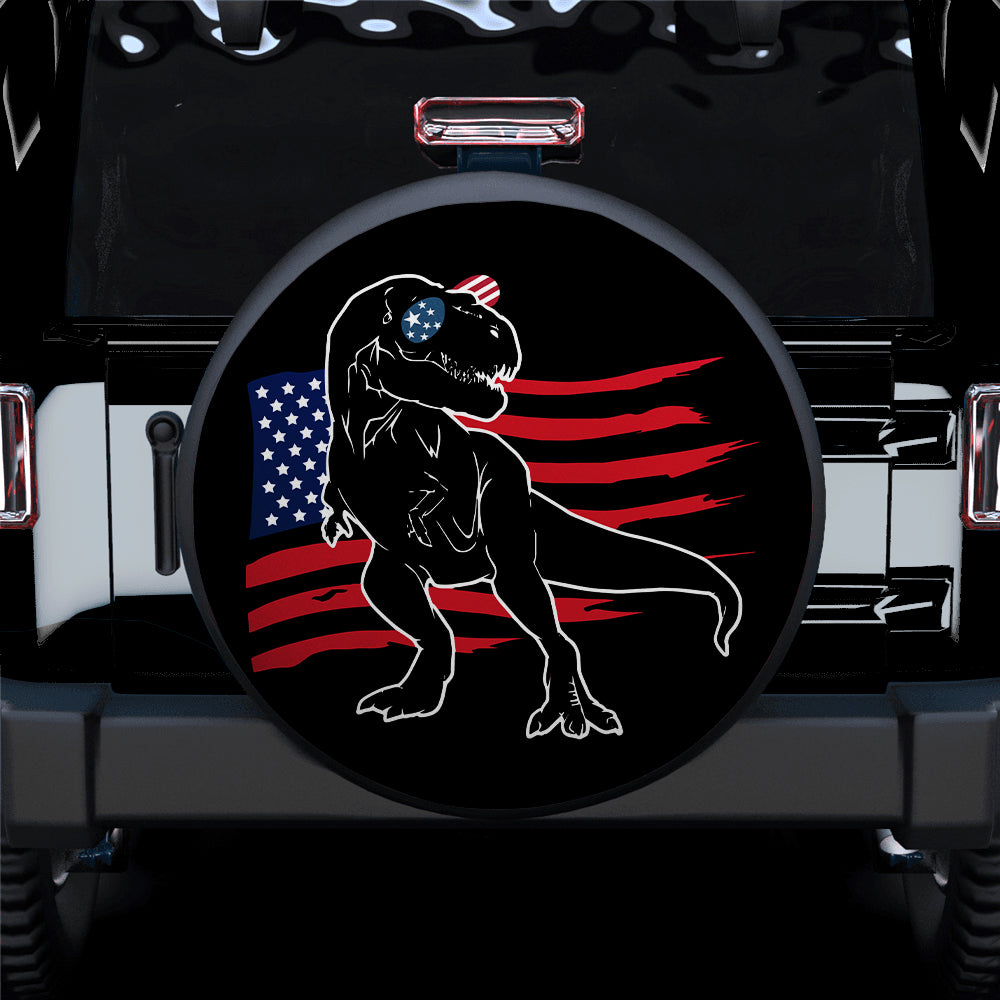 Dinosaur T-Rex USA Car Jeep Spare Tire Covers Gift For Campers Nearkii