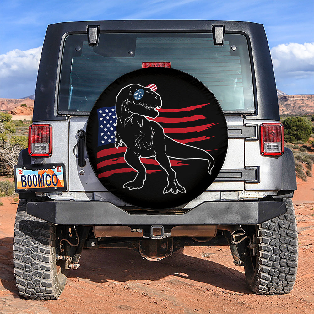 Dinosaur T-Rex USA Car Jeep Spare Tire Covers Gift For Campers Nearkii