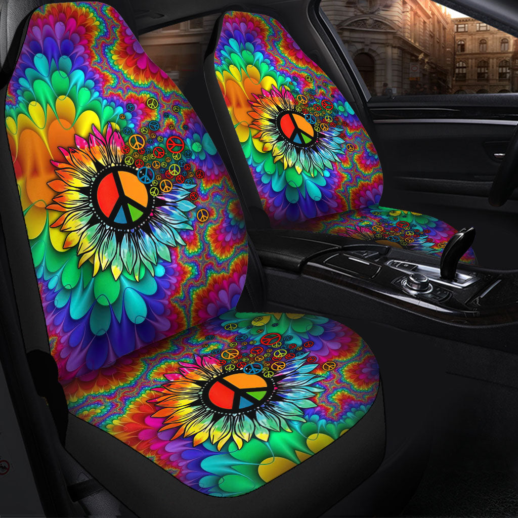 Colorful Hippie Mandala Sunflower Premium Custom Car Seat Covers Decor Protectors Nearkii