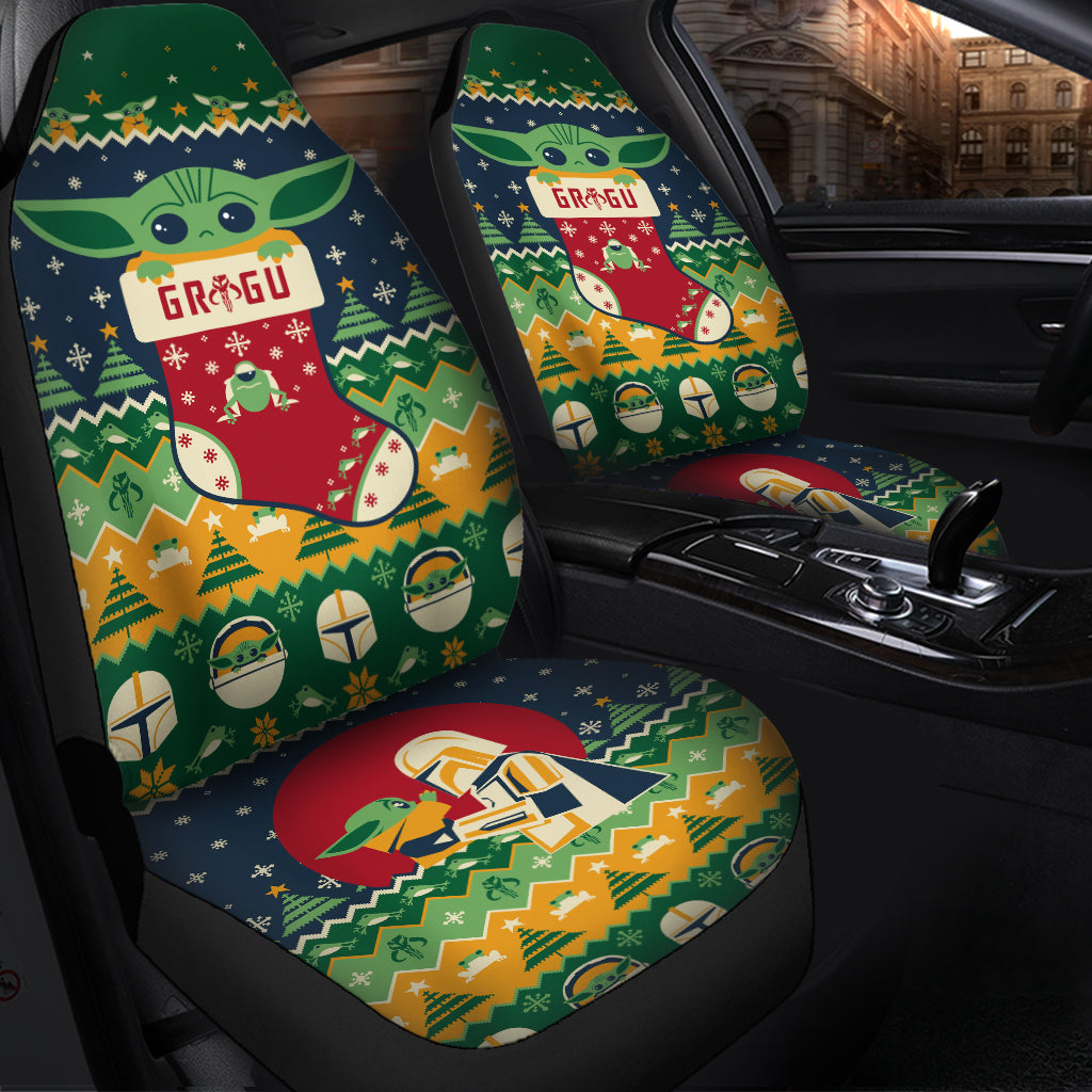 Baby Yoda Christmas Premium Custom Car Seat Covers Decor Protectors Nearkii