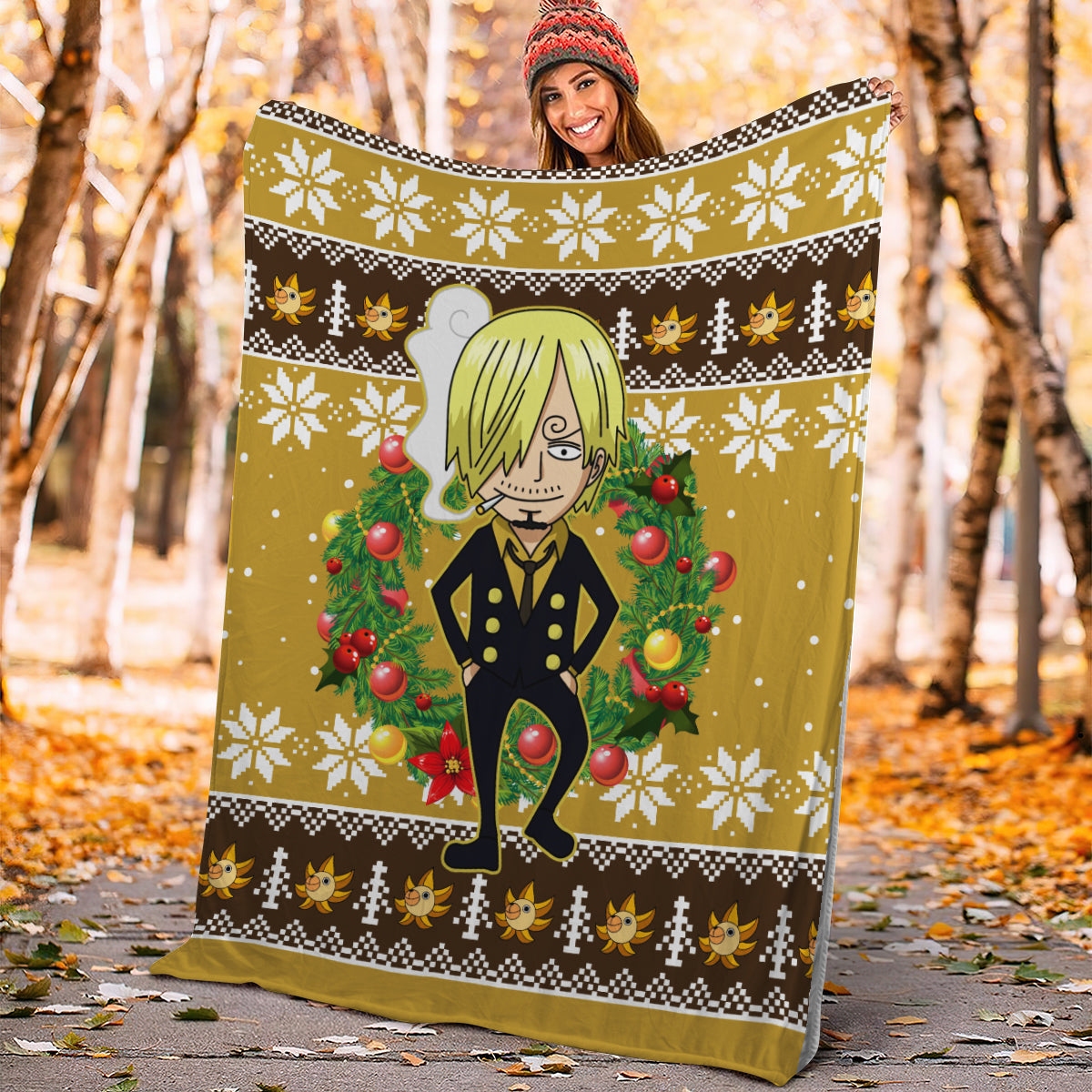 Sanji One Piece Anime Christmas Premium Blanket Nearkii