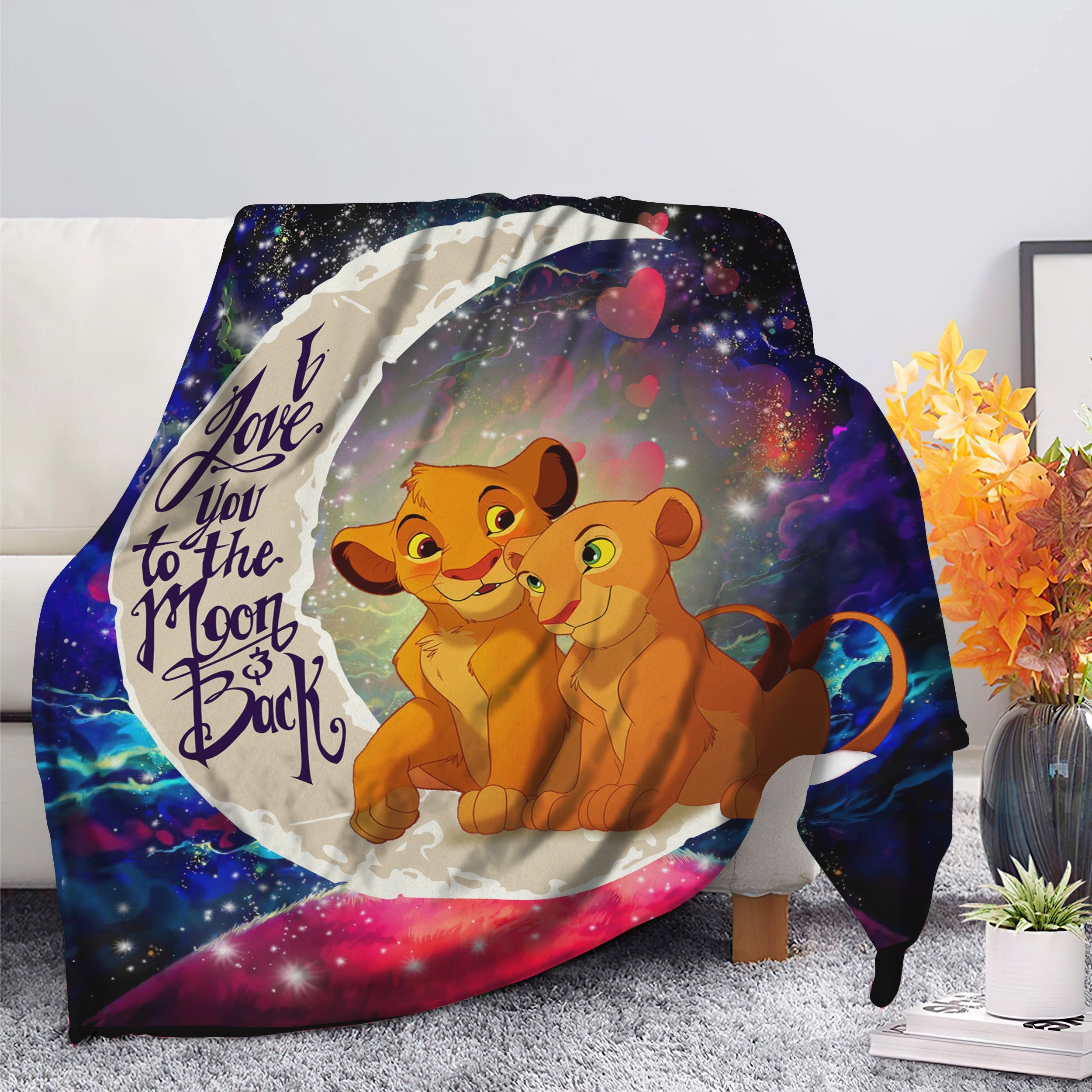 Lion King Simba Nala Love You To The Moon Galaxy Blanket Nearkii