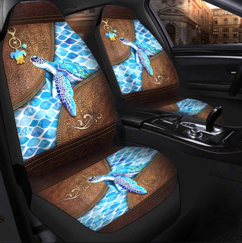 Turtle Salty Lil’ Beach Leather Pattern Print Car Seat Cover Nearkii