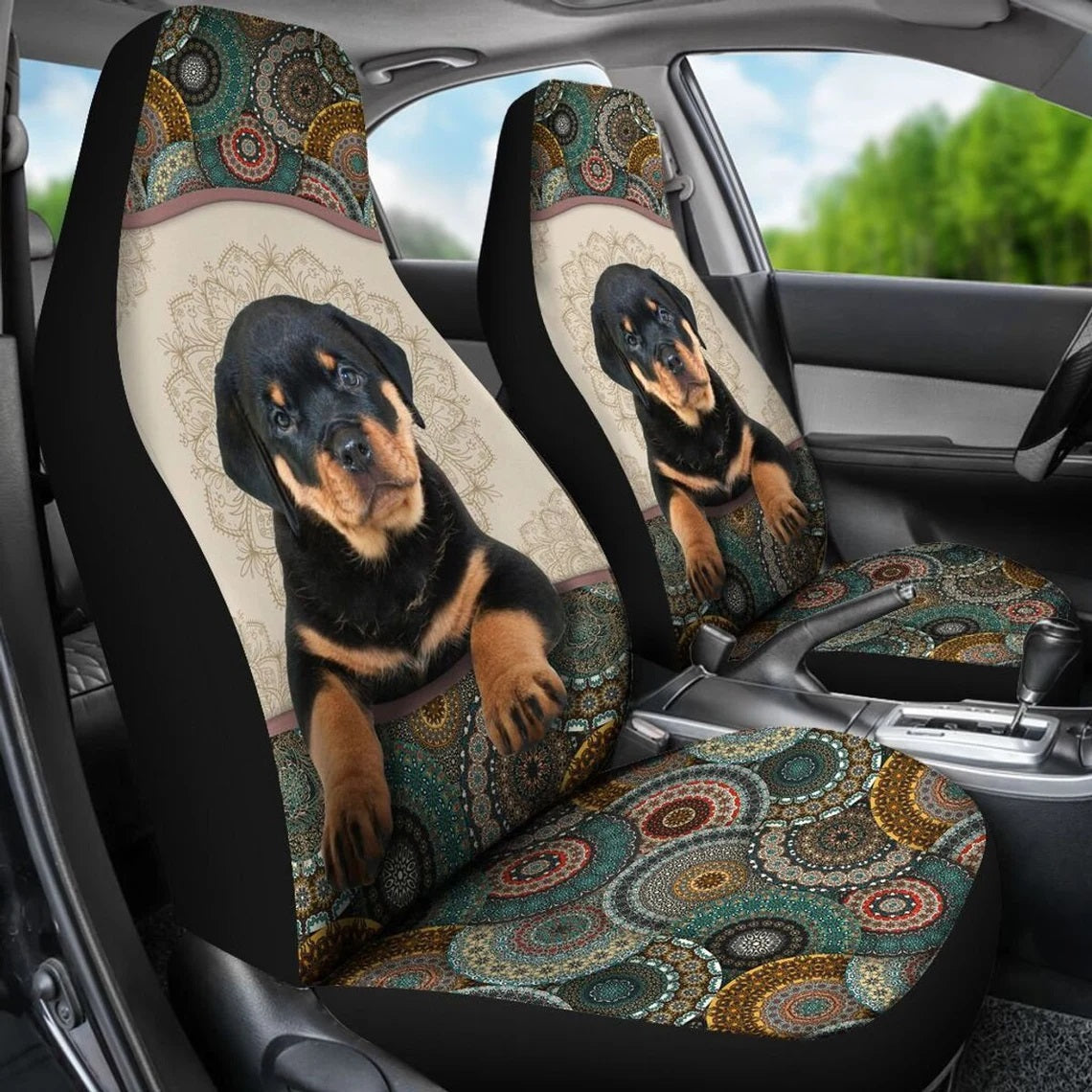 Rottweiler Mandala Custom Car Seat Covers Nearkii