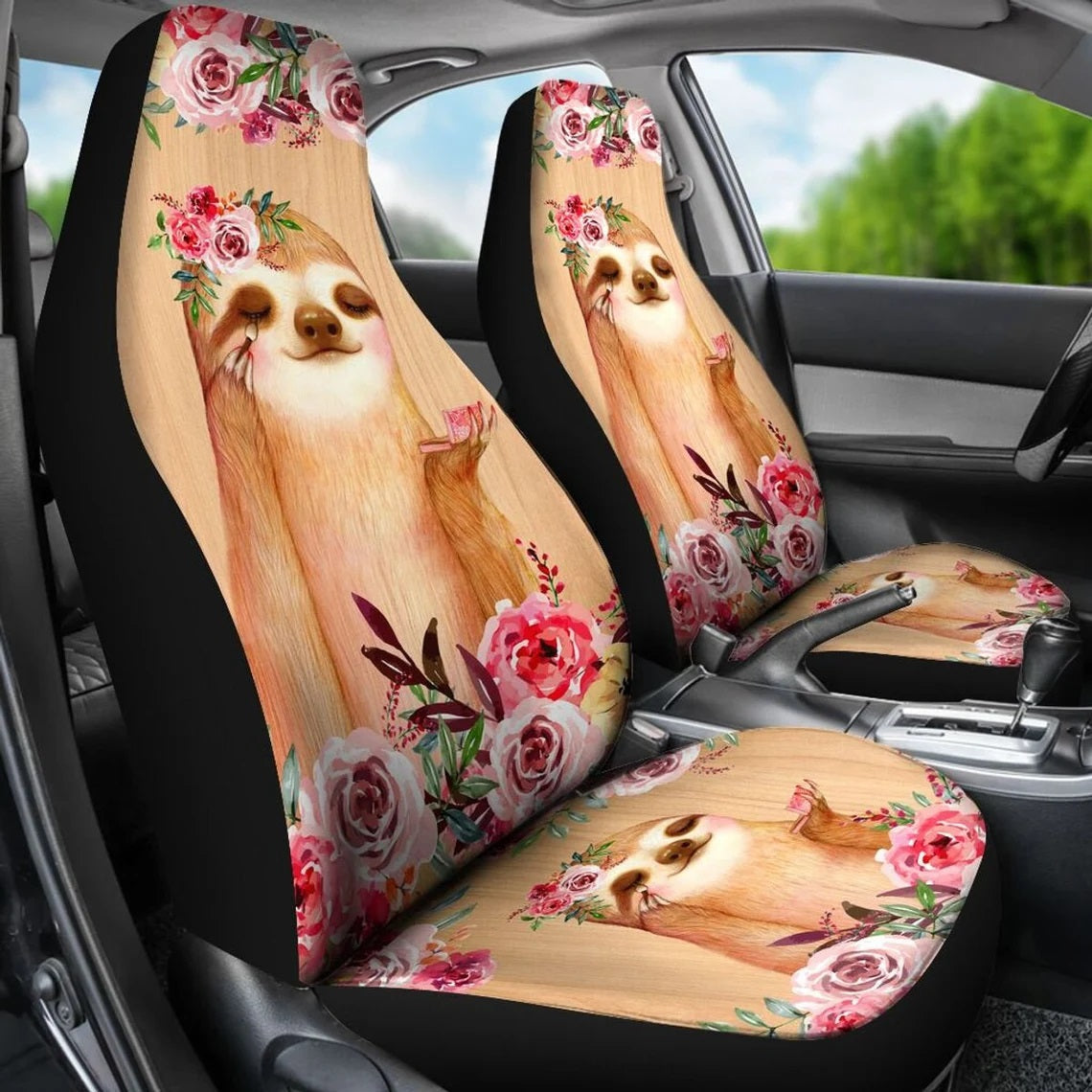 Sloth Flowers Custom Car Seat Covers Nearkii