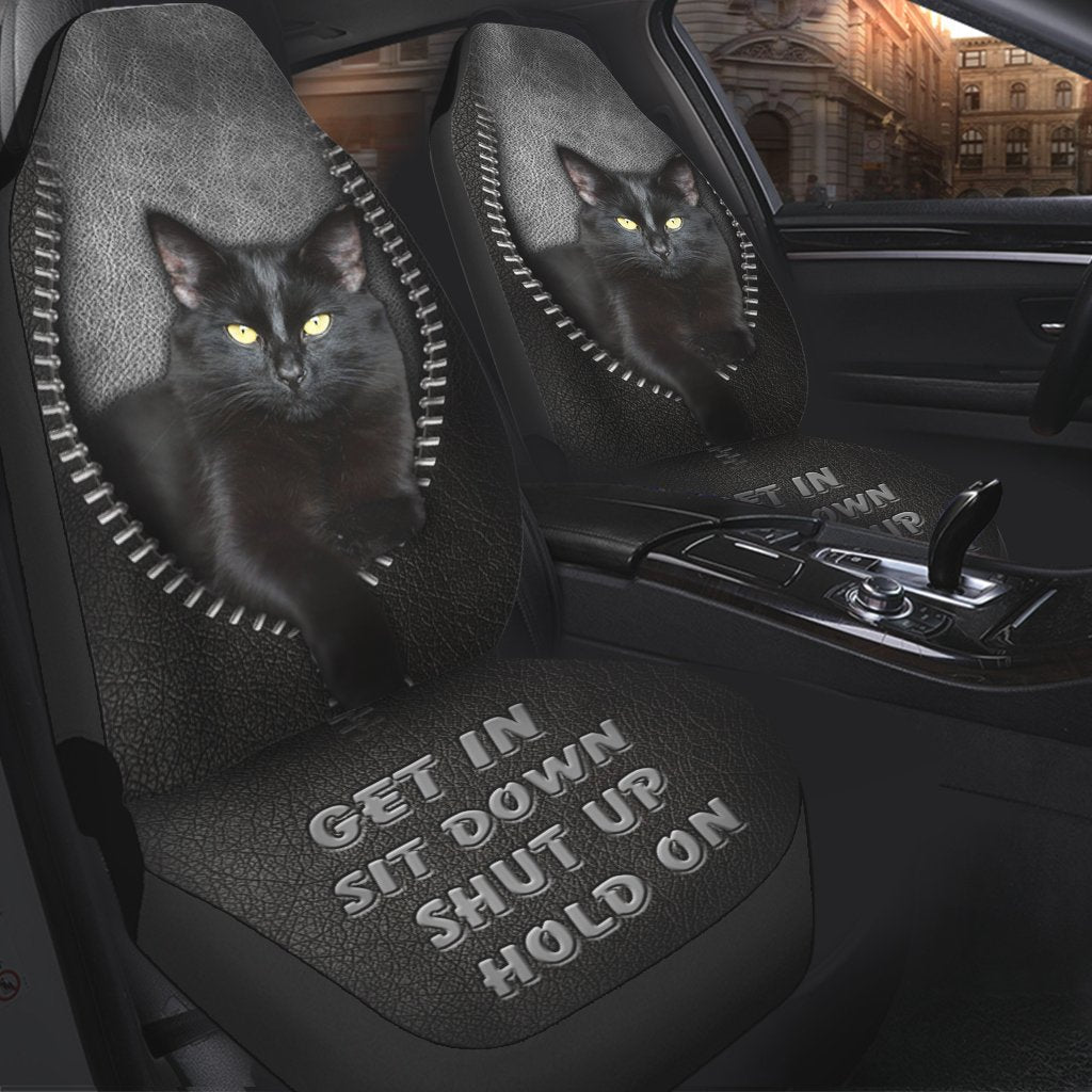 Black Cat Get In Sit Down Shut Up Hold On Car Seat Covers Nearkii