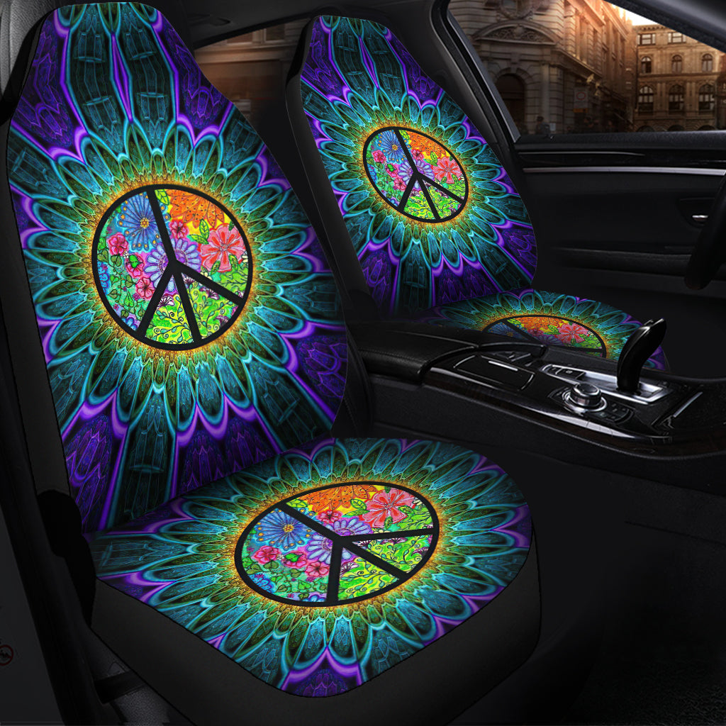 Hippie Rainbow Colorful Premium Custom Car Seat Covers Decor Protectors Nearkii