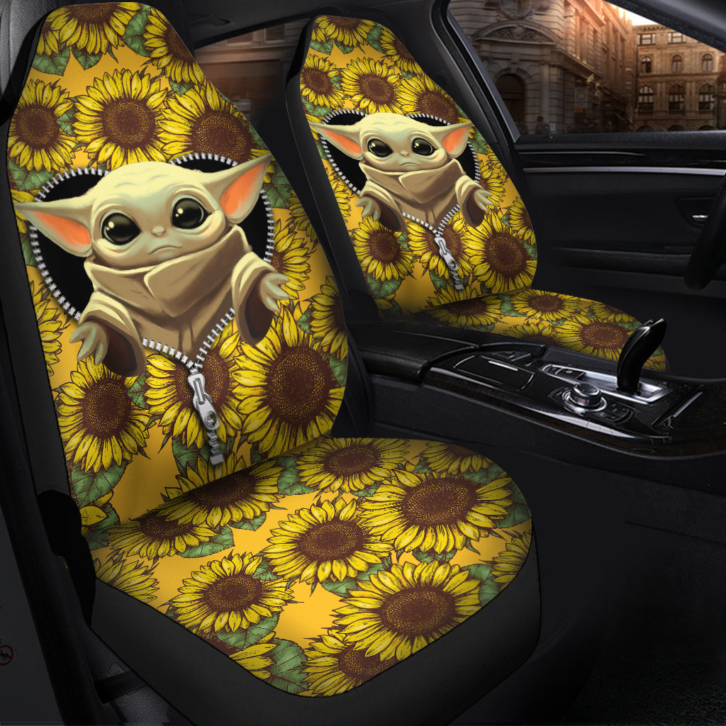 Baby Yoda Zipper Sunflower Premium Custom Car Seat Covers Decor Protectors Nearkii