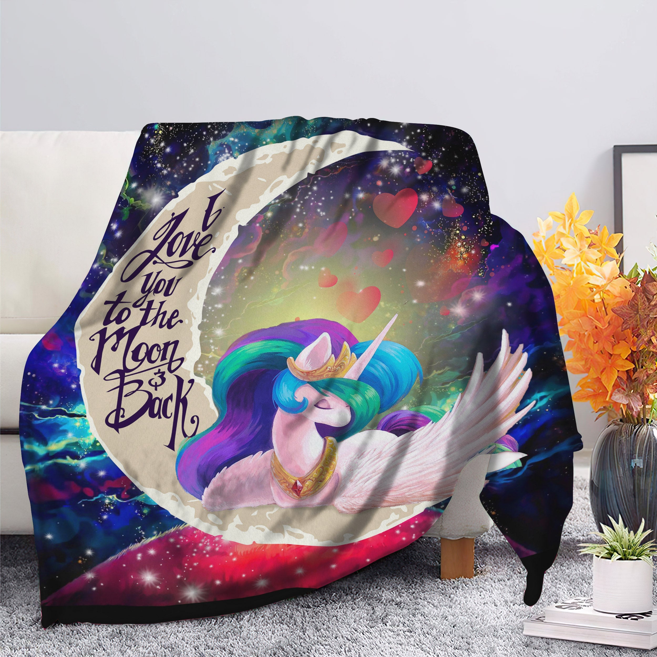 Beauty Unicorn Love You To The Moon Galaxy Blanket Nearkii