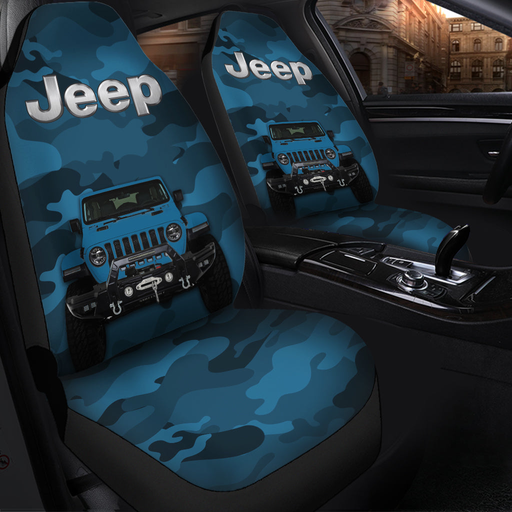 Blue Jeep Camouflage Premium Custom Car Seat Covers Decor Protectors Nearkii