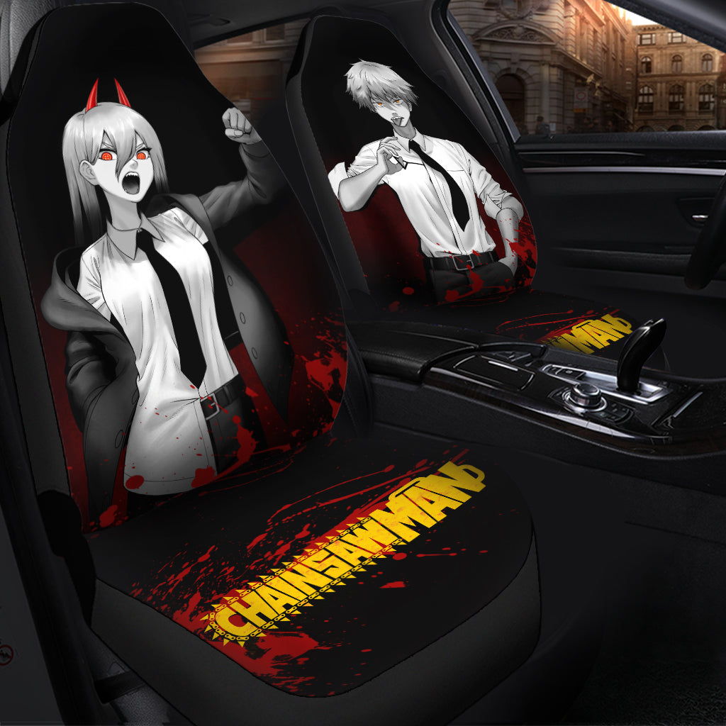 Chainsaw Man Denji X Power Premium Custom Car Seat Covers Decor Protectors Nearkii