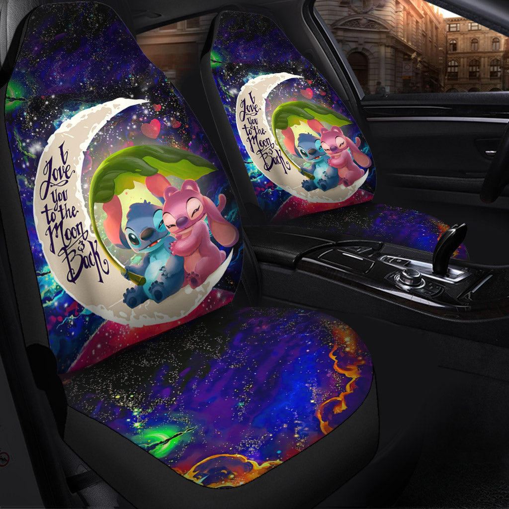 Stitch Angel Love You To The Moon Galaxy Premium Custom Car Seat Covers Decor Protectors Nearkii